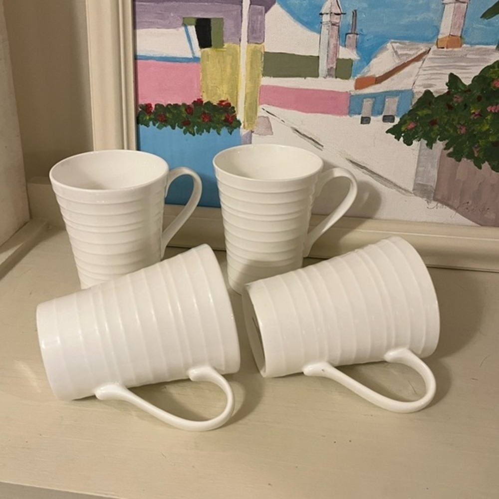 Mikasa Ciara Elegant White Ceramic 10 oz. Mugs Set of Four - Picture 6 of 15